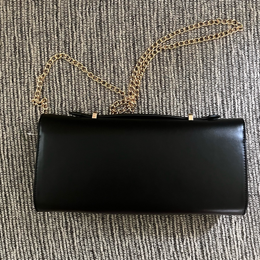 MMS Design Studio Black Top-Handle Clutch with Detachable Crossbody Chain - Picture 4 of 4